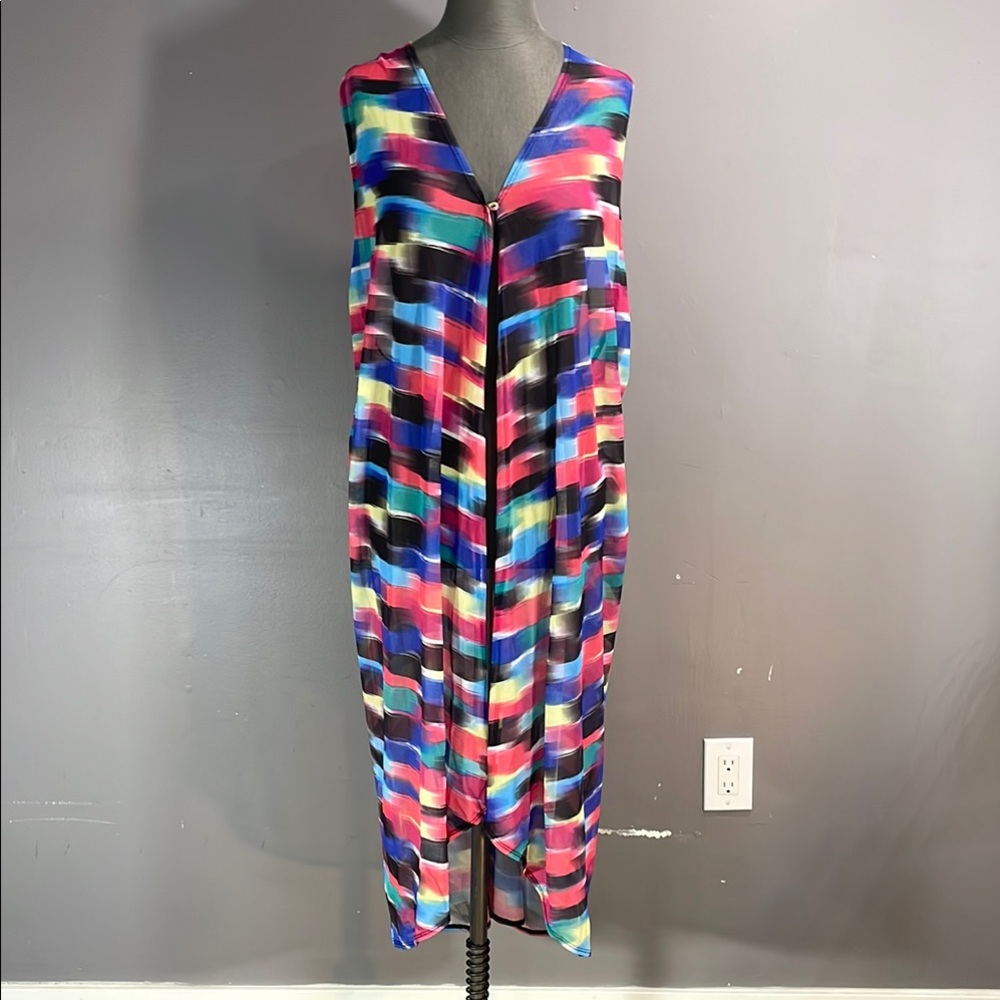 La Vie En Rose Aqua Multicolor Swim Coverup - S/M but more one size fits most